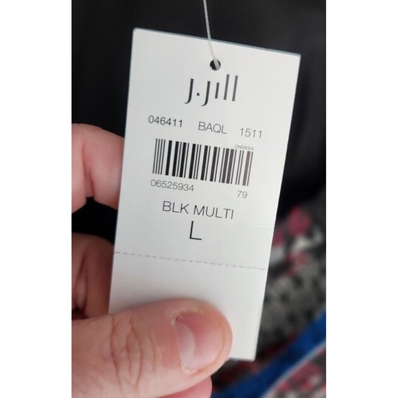 j jill Women Skirt Sz L Red Black Geometric Print Lined Pencil Textured NWT - Picture 6 of 11